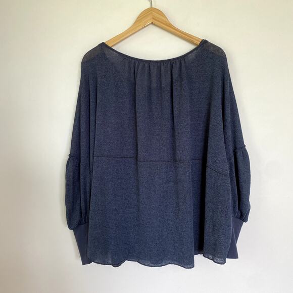 NWT Free People Women's Marla Oversized Henley Top in Poppy Seed Blue Small - Picture 12 of 12